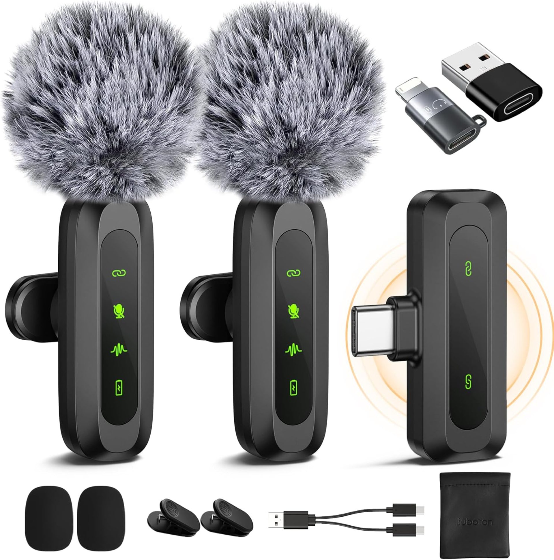 Jubolion Wireless Lavalier Microphone for iPhone, iPad, Android – 100FT Transmission, 360° Omnidirectional HD High Sensitivity Mic for Interview, Video Podcast, Vlog, YouTube, TikTok (J3) Jubolion Wireless Lavalier Microphone for iPhone, iPad, Android – 100FT Transmission, 360° Omnidirectional HD High Sensitivity Mic for Interview, Video Podcast, Vlog, YouTube, TikTok (J3)