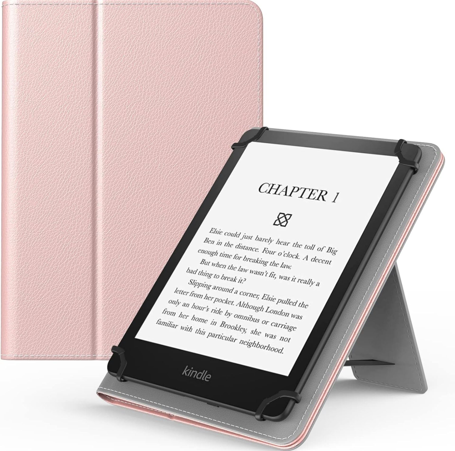 MoKo Universal Case Compatible with 6″ 6.8″ 7″ Fire Tablet/Kobo/Voyaga/Sony/Kindle E-Reader Tablet, Ultra-Thin Lightweight PU Leather Protective Case with Built in Stand and Hand Strap, Rose Gold MoKo Universal Case Compatible with 6″ 6.8″ 7″ Fire Tablet/Kobo/Voyaga/Sony/Kindle E-Reader Tablet, Ultra-Thin Lightweight PU Leather Protective Case with Built in Stand and Hand Strap, Rose Gold