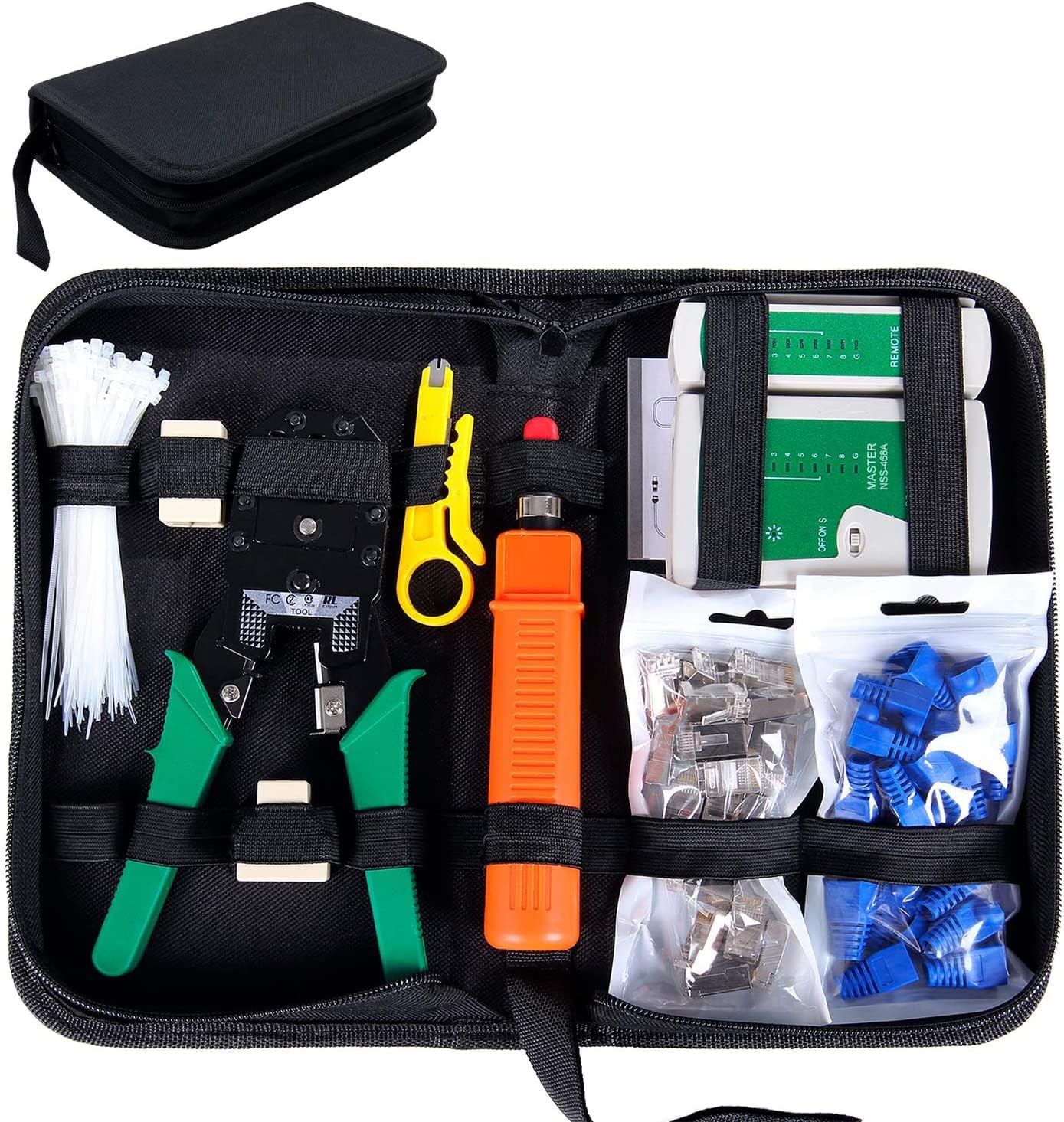SGILE Network Tool Kits Computer Maintenance LAN Cable Tester 9-in-1 with Crimp Stripper Tool Set SGILE Network Tool Kits Computer Maintenance LAN Cable Tester 9-in-1 with Crimp Stripper Tool Set