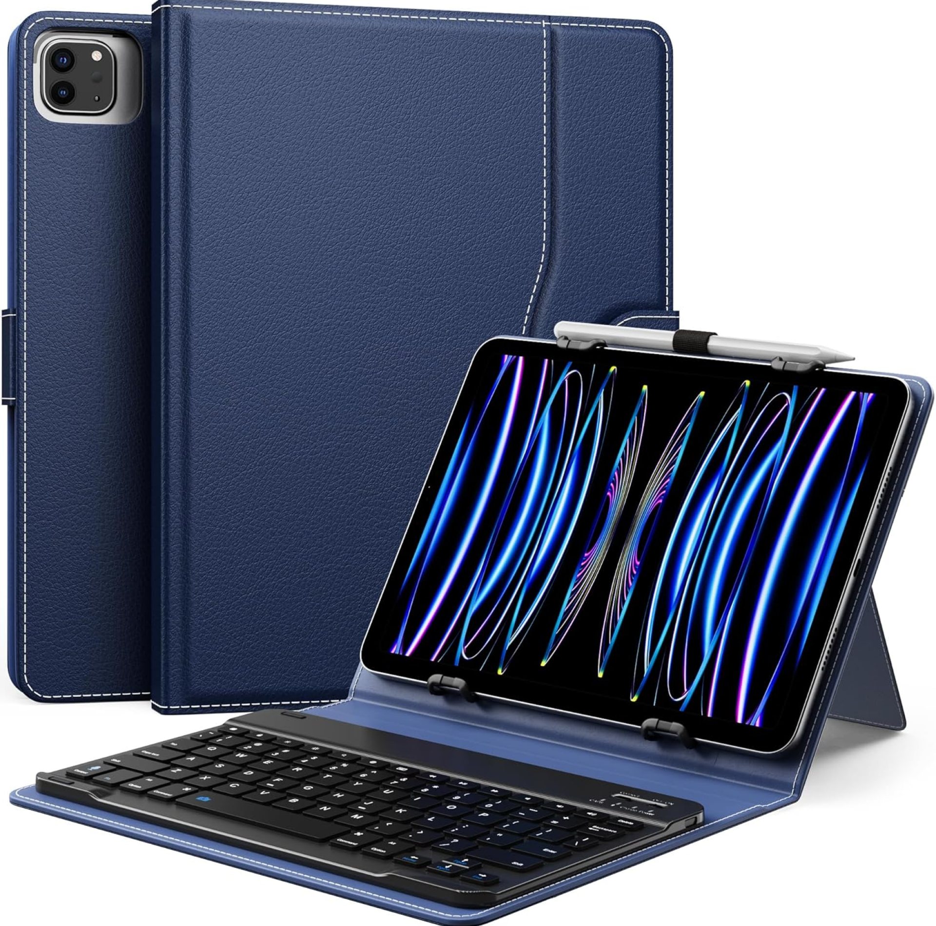 MoKo Universal Tablet Case with Qwert Keyboard for 9″,9.7″,10.1″,10.2″,10.4″,10.5″,10.9″,11″ Tablets, with Removable Wireless Bluetooth Keyboard&Pen Holder for iPad, Samsung, Fire, Pixel, Dark Blue MoKo Universal Tablet Case with Qwert Keyboard for 9″,9.7″,10.1″,10.2″,10.4″,10.5″,10.9″,11″ Tablets, with Removable Wireless Bluetooth Keyboard&Pen Holder for iPad, Samsung, Fire, Pixel, Dark Blue