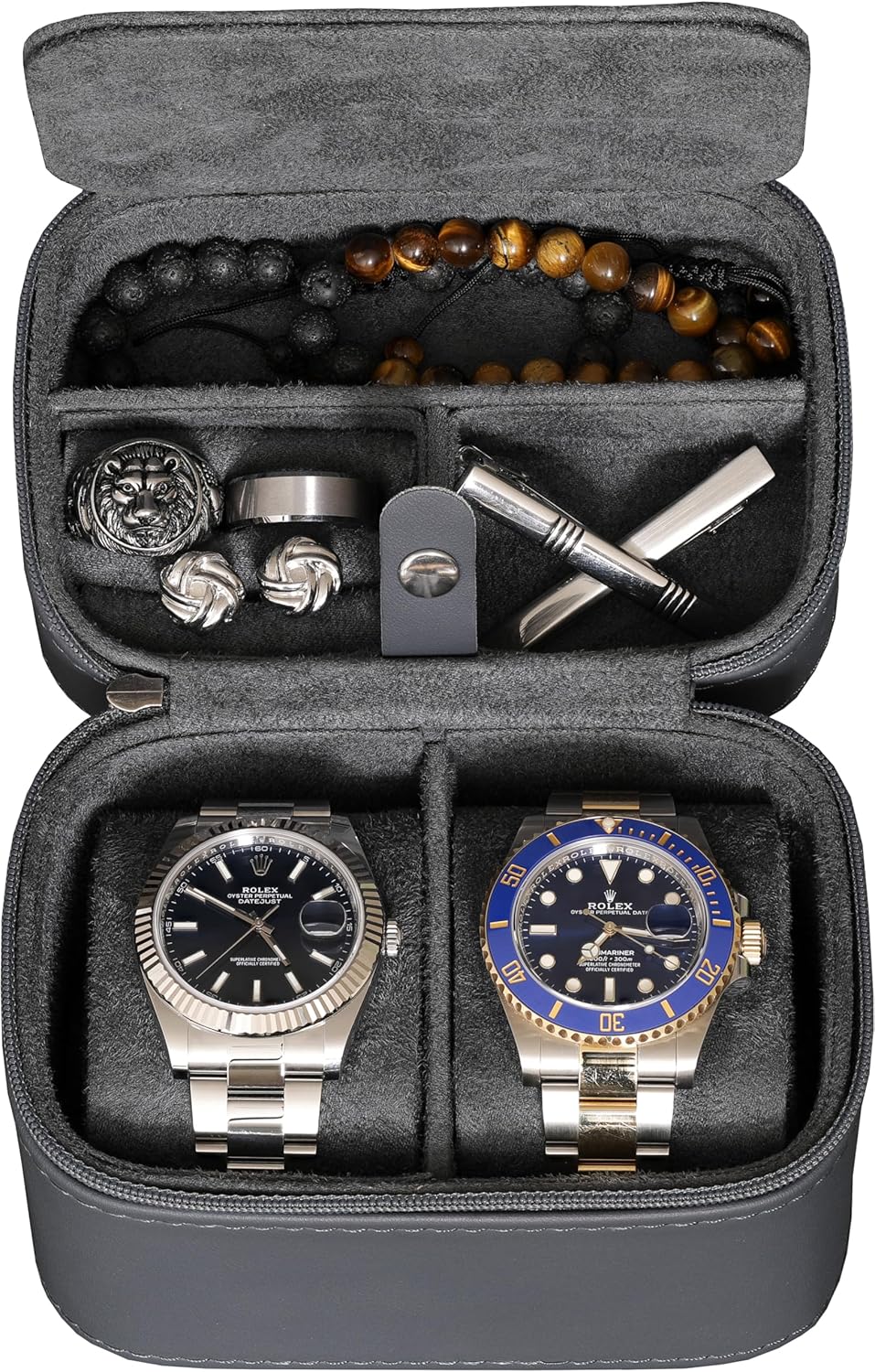 ROTHWELL 2 Watch Travel Case Storage Organizer for 2 Watches | Watch Case for Men and Women | Tough Portable Protection w/Zipper Fits All Wristwatches & Smart Watches Up to 50mm (Carbon) ROTHWELL 2 Watch Travel Case Storage Organizer for 2 Watches | Watch Case for Men and Women | Tough Portable Protection w/Zipper Fits All Wristwatches & Smart Watches Up to 50mm (Carbon)
