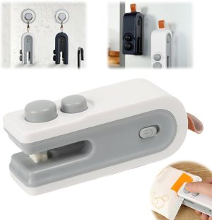 2025 New Mini Bag Sealer with Magnet,Upgrade 2 in 1 USB Rechargeable Chip Bag Sealer Heat Seal Tool,Portable Heat Vacuum Sealers Food Sealer Bag Sealing Machine for Plastic Bags Snack Bag (White)