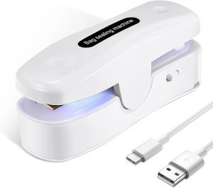 2 In 1 Mini Bag Sealer with Cutter, Rechargeable Heat Sealer, Portable Snack Bag Sealer for Plastic Bag Food Storage