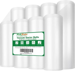 8 Pack 8″x20′(4Rolls) and 11″x20′ (4Rolls) Vacuum Sealer Bags Rolls for Food,Commercial Grade, BPA Free,Puncture Prevention,Great for Sous Vide Cooking
