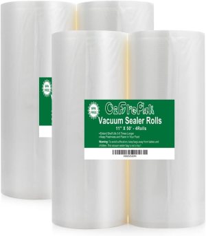 O2frepak 4Pack (Total 200Feet) 11×50 Rolls Vacuum Sealer Bags Rolls with BPA Free,Heavy Duty Vacuum Sealer Storage Bags Rolls,Cut to Size Roll,Great for Sous Vide