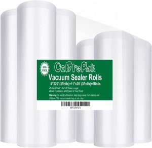 O2frepak 6Pack 8″x20′(3Rolls) and 11″x20′ (3Rolls) Rolls Vacuum Sealer Bags Rolls with BPA Free,Heavy Duty Vacuum Sealer Storage Bags Rolls,Cut to Size Roll,Great for Sous Vide Cooking