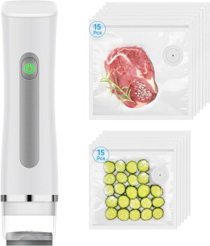 Vacuum Sealer,Compact Vacuum Sealer For Food Preservation,Portable Cordless Handheld Sealer Machine Food Fresh (With 30 Reusable Vacuum Seal Bags)