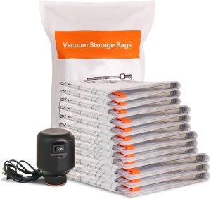 Wevac Combo Vacuum Storage Bag (3 Jumbo, 3 Large, 3 Medium, 3 Small),Space Saver with Premium Electric Pump,Double Zip Seal,Special-Grip Clip,Ideal for Clothes, Blanket Compression and Travelling