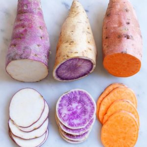 Garden Mix Sweet Potato Slips for Planting – 3 Colors – Purple, White and Orange – 3 Slips of Each Type, 9 Total Slips