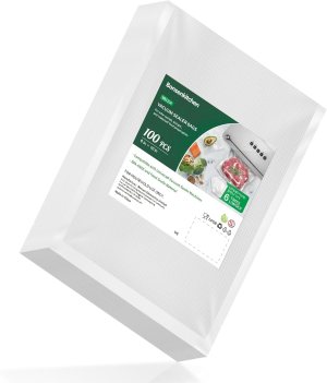 Bonsenkitchen Precut Vacuum Food Sealer Bags 100 Pint 6″ x 10″, BPA Free, Commercial Grade Textured Food Vacuum Sealer Bag, Thick Embossed Bags for Food Storage and Sous Vide Cooking VB3204