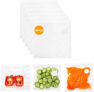 Vacuum Sealer Bags for Food,Vacuum Storage Seal Bags for Food Saver,30 Pcs BPA-Free Resealable Meal Bags with Air Valve,Ideal for Freshness Preservation,Sous-Vide (Vacuum Bag 50PCS)