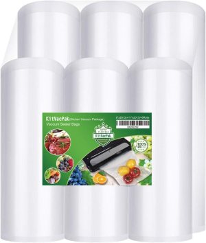 6 Pack 8″x20′(3Rolls) and11″x20′ (3Rolls) Vacuum Sealer Bags Rolls with BPA Free and Heavy Duty,Commercial Grade Vacuum Seal Freezer Bags Rolls Compatible with Any Type Vacuum Sealer