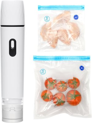Vacuum Sealer for Food, Handheld Compact Vacuum Sealer Machine with 30 Reusable Vacuum Sealing Bags for 7X Fresh & Save food