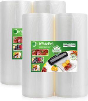 4Pack 8X50 (Total 200 Feet) Food Vacuum Sealer Bags Rolls with Commercial Grade,BPA Free,Heavy Duty,Great for Food Vac Storage or Sous Vide Cooking