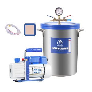 9 Gallon Tempered Glass Vacuum Chamber with Two Rubber Seals, 33L Degassing Chamber Kit with 5 CFM 1/3HP Single Stage Vacuum Pump Without Oil, Perfect for Stabilizing Wood