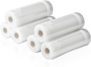 Vacuum Sealer Rolls Bags – 6 Pack 8″ x 20′ Commercial Grade 3.6mil + 10mil Thickness Food Vac Storage Rolls BPA Free