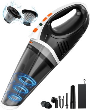 TANYO Handheld Vacuum Cordless Rechargeable, Car Vacuum Cleaner Portable 15KPA Strong Suction, Hand Held Brushless 5 in1 with LED Lights, Small Vacuum 120W for Car, Home, Office, Pet, Dust