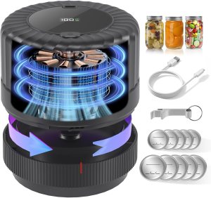 VP06+ Mason Jar Vacuum Sealer, Electric Vacuum Sealer for Jars with Wide and Regular Mouth Mason Lids, Cordless Handheld Jar Vaccum Sealer for Food Storage, Ideal Present for Mom, Wife, Black