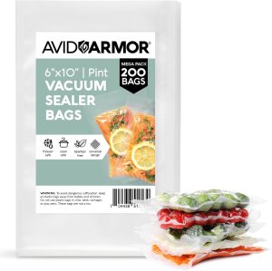 Avid Armor Pre-Cut Pint Size Vacuum Sealer Bags 6×10 Inch 200 Pack – BPA Free, Heavy Duty, Commercial Grade, Compatible with FoodSaver & Seal-a-Meal, Perfect for Sous Vide & Food Storage