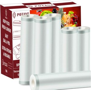 6 Pack 11″x20′(3Rolls) and 8″x20′ (3Rolls)Thickened Vacuum Sealer Bags , Smell-Proof, Puncture Prevention, Heavy duty for POTANE, Food Saver, Great for Vacuum storage,Meal Prep or Sous Vide
