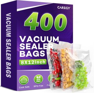CAREGY Vacuum Sealer Bags 400 Quart 8″ x 12″ with BPA Free for Food Storage Meal Prep or Sous Vide