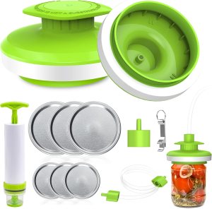 Mason Jar Vacuum Sealer Kit, Vacuum Sealer for jars Canning Sealer and Accessory Hose Mason Jar Attachment with Manual Vacuum Pump and Lid Opener for Wide&Regular Mouth Mason Jars