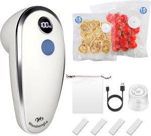 WanshengLe Handheld Vacuum Sealer, Upgrade Compact Vacuum Sealer Machine for Food, Portable Food Sealer with 30 Reusable Sous Vide Bags
