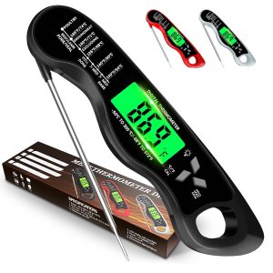 Cooking Thermometer,IP67 Waterproof Digital Meat Thermometer with Backlight, Calibration & Hold Function,Food Thermometer for Cooking,Outdoor Grilling,Candy Making