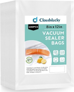 Vacuum Sealer Bags for Food Quart 8″x12″ 100 Pcs Seal a Meal Bag, Food Saver Bags Sous Vide Bags Pre-cut Thick BPA-Free Textured Heavy Duty Vacuum Seal, Meat Cheese Dry Goods
