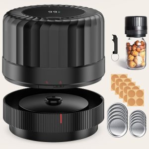 Electric Mason Jar Vacuum Sealer – Automatic Mason Jar Vacuum Sealer Kit, Vacuum Sealer for All Mason Jars With Regular Lids/Wild Mouth Lids, A Must-Have Tool for Canned Foods/Pantry etc