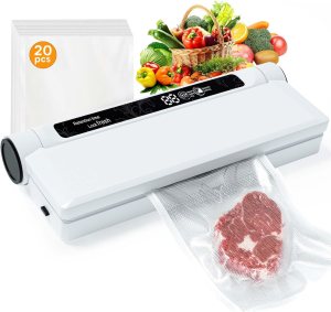Vacuum Sealer,Equipped With 20 Vacuum Sealed Bags,Fully Automatic Dry and Wet Dual use Food Vacuum Sealer Machine,One Click Intelligent Operation,Digital Display,Super Strong Suction Power