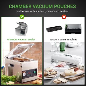 Chamber Vacuum Sealer Bags 260 Quart size 8″ x 12″, Pint Size 6″ x 10″ For Vacuum Chamber Bags Pre-Cut Chamber Vacuum Bags- BPA-Free -Heavy Duty Chamber Machine Pouches