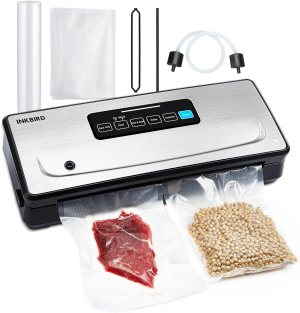 INKBIRD Vacuum Sealer Machine, Food Vacuum Sealers with Roll Storage, Moist/Dry/Pulse/Seal/Canister 5-Food Modes with External Vacuum System, Food Vacuum Sealing Machine with Kits, 11.8” Cutter