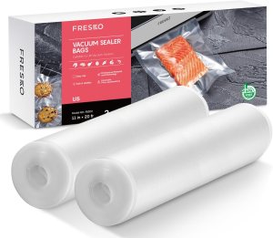 FRESKO Vacuum Sealer Bags Rolls 2 Packs 11″ x 20′, Commercial Grade Seal a Meal Bags for Storage Food and Sous Vide, BPA Free, Heavy Duty Customized Size Freezer Bags for Vacuum Sealer