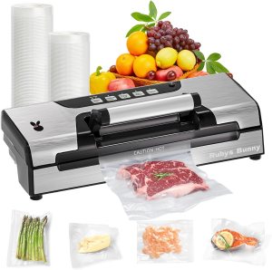 Precision Vacuum Sealer, 90Kpa Vacuum Sealer Machine, 10-in-1 Functions, Easy-lock Handle, Double Pump Vacuum Sealer Machine with Bags Storage, Built-in Cutter, Stainless Steel