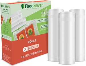 FoodSaver Custom Fit Airtight Food Storage and Sous Vide Vacuum Sealer Bags, 8 x 20′ (Pack of 3), Perfect for Meal Prep and Sous Vide Cooking