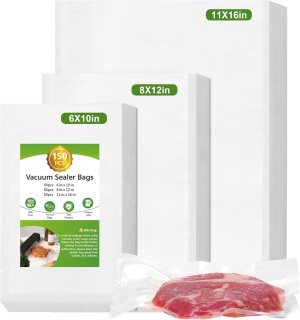 Moretoes 150pcs Vacuum Sealer Bags, Gallon 11″ x 16″ and Quart 8″ x 12″ and Pint 6″ x 10″ Food Saver Bags BPA Free, Pre-cut Commercial Grade Vac Bags for Food Storage, Meal Prep or Sous Vide