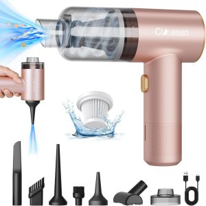 Car Vacuum Portable 4 in 1 Vacuum Cleaner 12000Pa Mini Handheld Vacuum Cordless Rechargeable 120W High Power Vacuum Cleaner & Air Duster Multi-Nozzles for Car Home Office Pet (Pink)