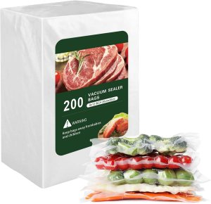 Vacuum Sealer Bags for Food – 200 Quart 8” x 12” Pre-Cut Food Saver Bags Quart Size, Heavy Duty Vacuum Bags for Food, BPA Free Vacuum Seal Bags for Freezer Storage, Seal a Meal or Sous Vide