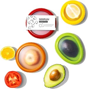 Avocado Saver and Tomato Holder – Set of 4 Reusable Storage Containers for Fridge – Ideal for Garlic, Onions, Lemons, and Potatoes