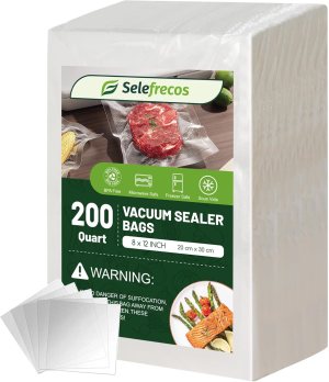 Vacuum Sealer Bags, 200 Quart BPA Free 8×12 Inch Vacuum Seal Bags for Food Saver, Seal a Meal, Weston. Heavy Duty Commercial Grade Vacuum Food Storage Bags for Sous Vide Freezer Vac Storage Meal Prep