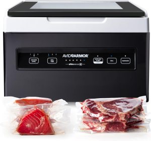 Avid Armor Chamber Vacuum Sealer Machine USVX Ultra Series 10″ Seal Bar for Liquid-Rich Wet Foods, Cooking Sous Vide, Infusions. Compact Size Vacuum Chamber Sealer Black Color Great for the Countertop