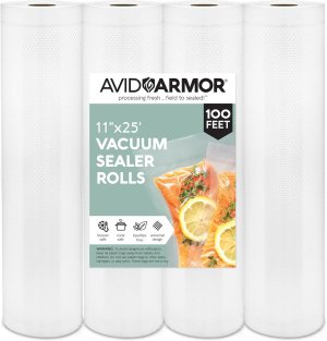 Avid Armor Vacuum Sealer Bags – 4 Pack, 11×25 Rolls | BPA-Free Vacuum Seal Bags for Food Storage, Meal Prep, Sous Vide | Heavy Duty Vacuum Sealer Bags, Fits Foodsaver & Seal a Meal