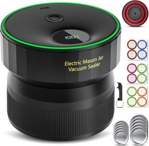 2025 Upgraded Mason Jar Vacuum Sealer, Electric Vacuum Sealer for Regular Mouth and Wide Mouth Canning Jars, Fully Automated and Portable