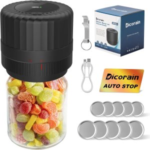 Electric-Mason-Jar-Vacuum-Sealer, VP06 Plus Wide Mouth and Regular Mouth Mason Jar Vacuum Sealer Kit, Vacuum Sealer for Jars with Opener & 5 Pairs of Lids
