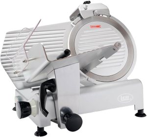 LEM Products BigBite 12 Inch Cast Aluminum Electric Meat Slicer Machine with Built-In Sharpener, Silver