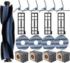 19 PCS Vacuum Accessories For Eufy X10 Pro Omni Cleaner Robot, 1 Main Brush, 6 Side Brushes, 4 Mop Cloth Pads, 4 Vacuum Dust Bags, 4 Hepa Filters