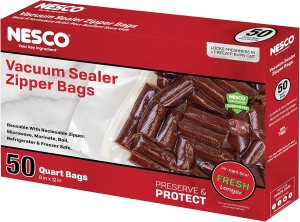 Nesco Vacuum Sealer Quart Zipper Bags – 50 count