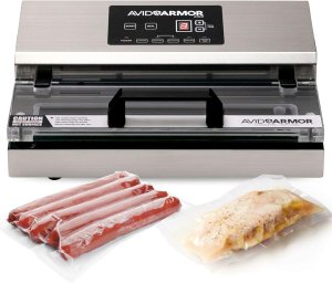 Avid Armor Vacuum Sealer Machine – A100 Stainless Construction, Clear Lid, Commercial Double Piston Pump Heavy Duty 12 Wide Seal Bar Built in Cooling Fan Includes 30 Pre-cut Bags and Accessory Hose