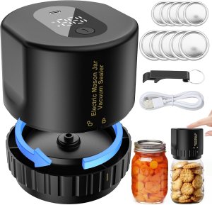 M13 Auto Electric Mason jar Vacuum Sealer – 2025 Upgrade Smart Vacuum Sealer for Jars with Wide and Regular Mouth Canning Jar Lids Portable – Easy to Use – for Mason jar vacuum sealer kit